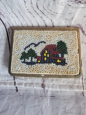 New Light Vintage Beaded Powder Compact Or Cigarette Case